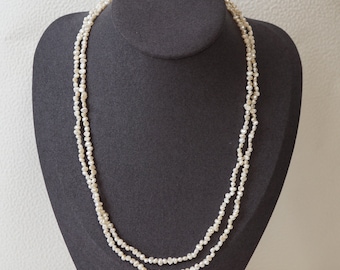 Doppelschicht Süßwasserperlen Halskette, Eleganter mehrsträngiger Perlenschmuck, Minimalistische Halskette, Klassisches Geschenk für Sie