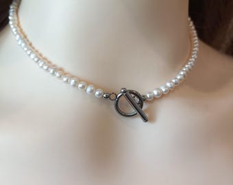 Dainty Handmade Natural Freshwater Pearl Choker Necklace, Real Pearl Jewelry, Minimalist Bridal Necklace, Pearl Necklace Gift for Her