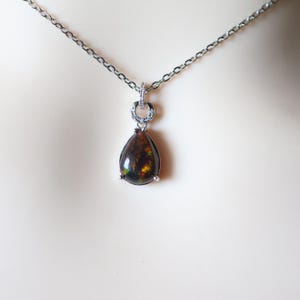Black Ethiopian Opal Pendant in 925 Sterling Silver, Handmade Gemstone Necklace, October Birthstone Jewelry, Elegant Opal Pendant for Women