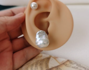 Orecchini a bottone in argento sterling con perle d'acqua dolce e perle barocche, orecchini minimalisti eleganti multi-variante, regalo di gioielli classici e senza tempo