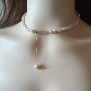 Simple Freshwater Pearl Necklace, Natural Pearl Jewelry, Dainty Minimalist Necklace for Women, Real Pearl Necklace in 925 Sterling Silver