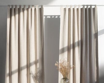 Bohemian Curtains, Natural 2 Panel Curtains for Bedroom, Living Room - Semi Blackout Window Boho Decoration Drapes