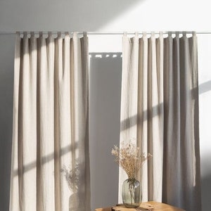 Bohemian Curtains, Natural 2 Panel Curtains for Bedroom, Living Room - Semi Blackout Window Boho Decoration Drapes