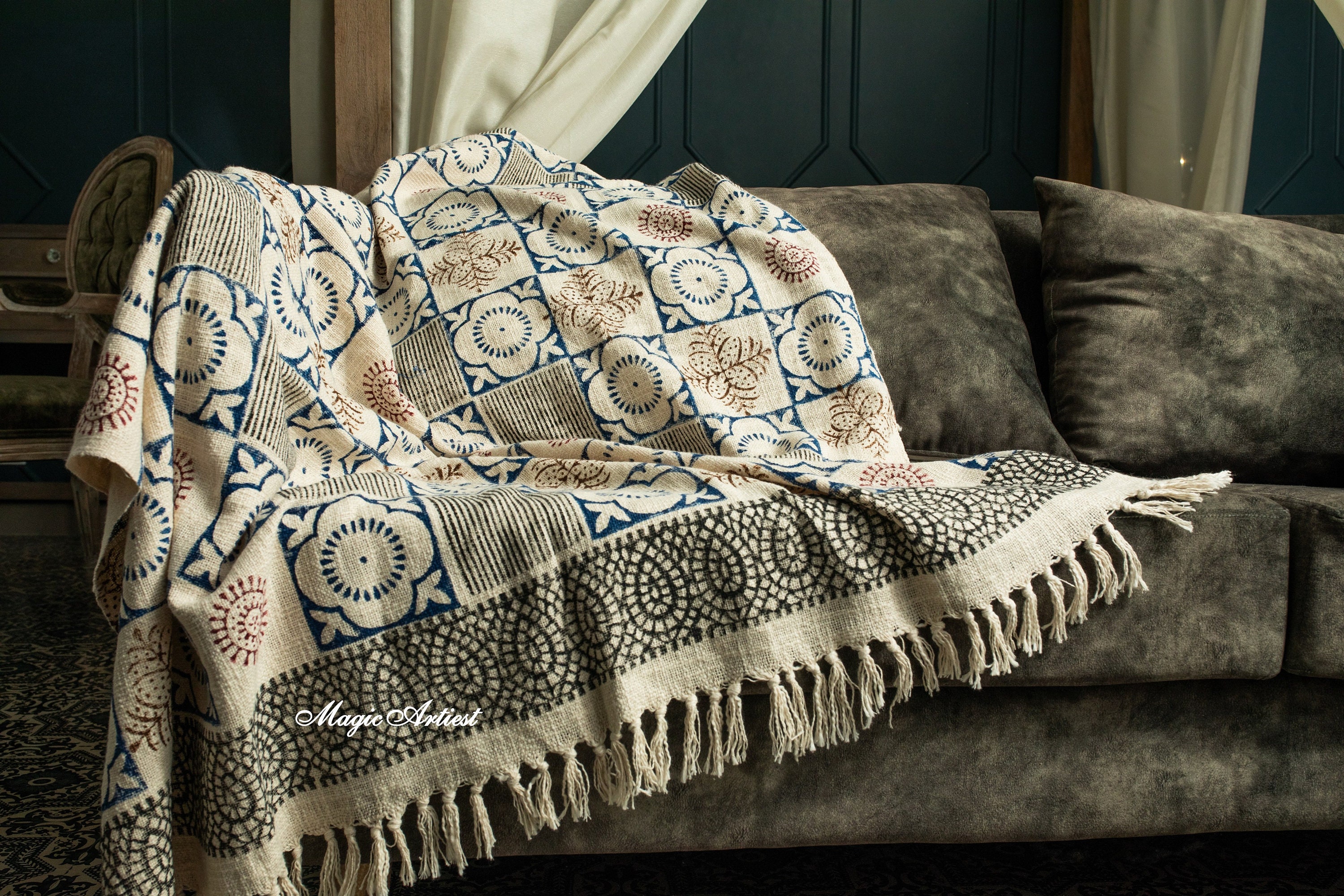 Throw Blanket Boho Decor Homemade Blankets Woven Throw  Etsy