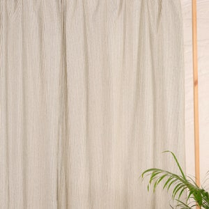 Rideau à rayures avec doublure verte bohème, rideaux en gaze de lin, dimensions personnalisées de la porte de la chambre à coucher et du salon, lot de 2 rideaux image 7