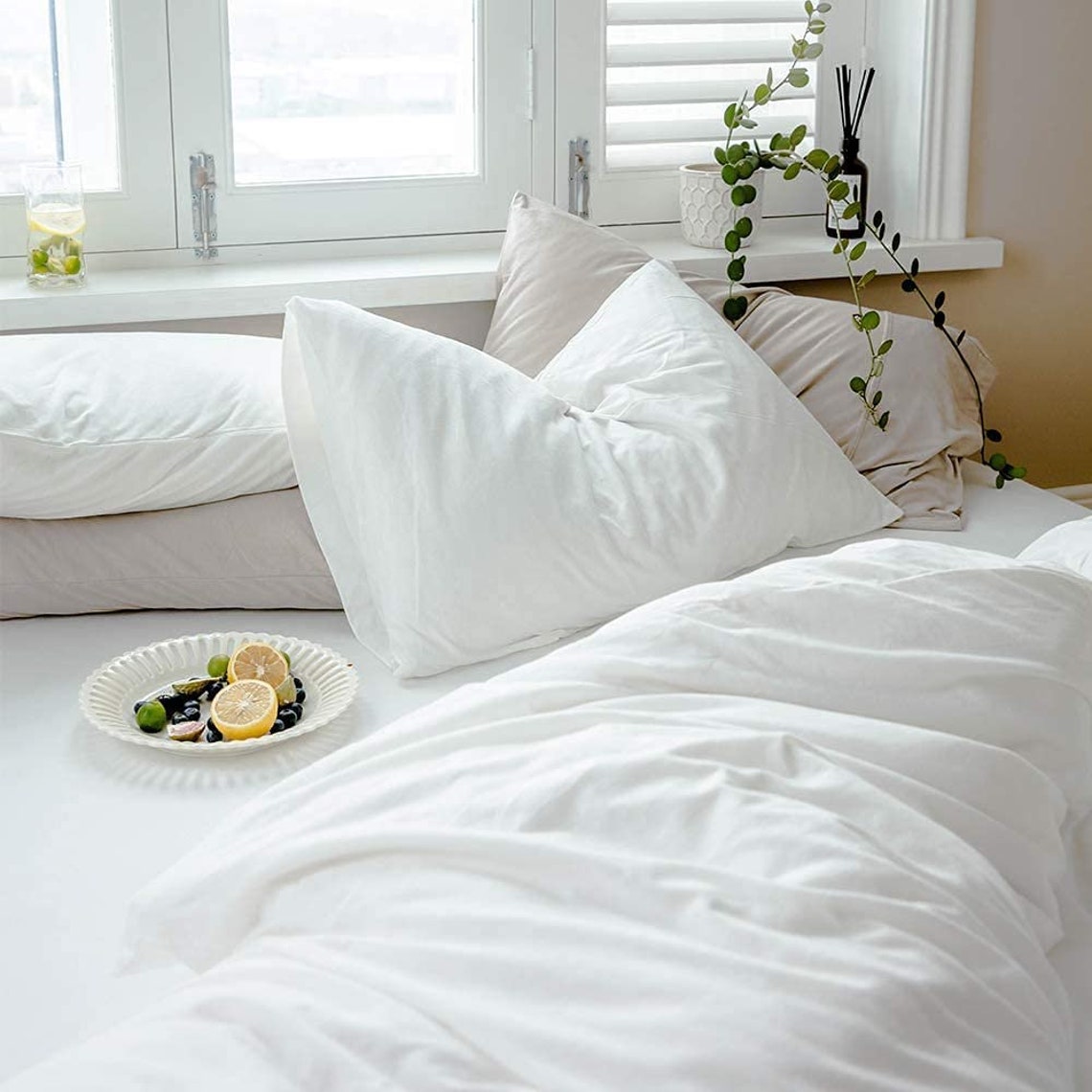 White Cotton Duvet Cover Set Luxury Boho Bedding Comforter Etsy