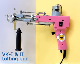 New VK Pink Cut Pile Tufting Gun ,Handmade Tufting Machine + 150x150cm tufting cloth \ 1 Year Warranty