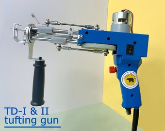 Nueva pila de corte azul VK \ Pistola de tufting Loop Plie, máquina de tufting hecha a mano + tela de mechón de 150x150cm \ Garantía de 1 año