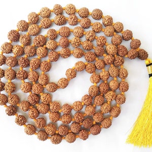 5 Mukhi Rudraksha Japa Mala for Pooja and Japa Rudraksha Mala 108 + 1 Beads Prayer Beads Mala 10.00 mm