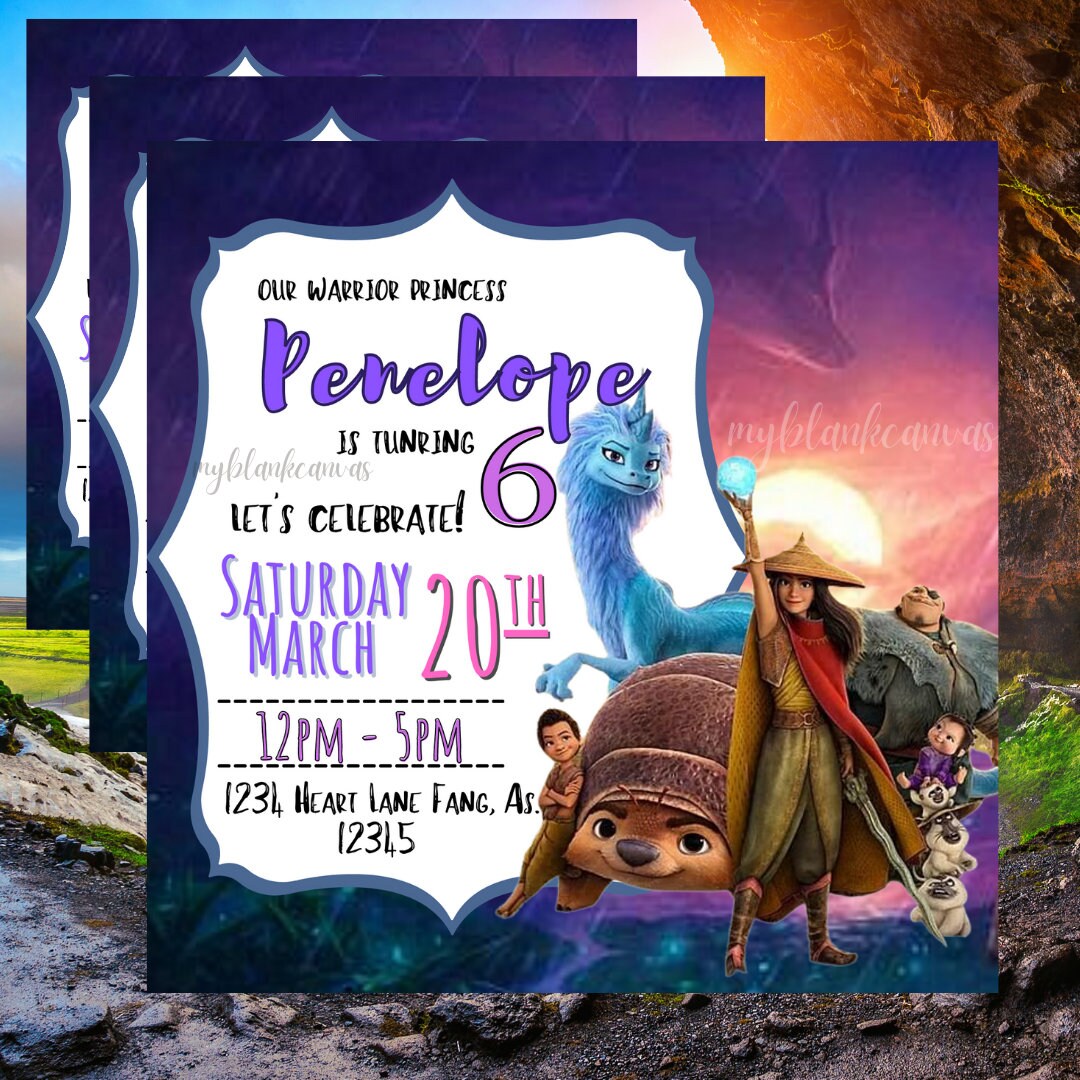 Raya and the Last Dragon Birthday Invite | Etsy