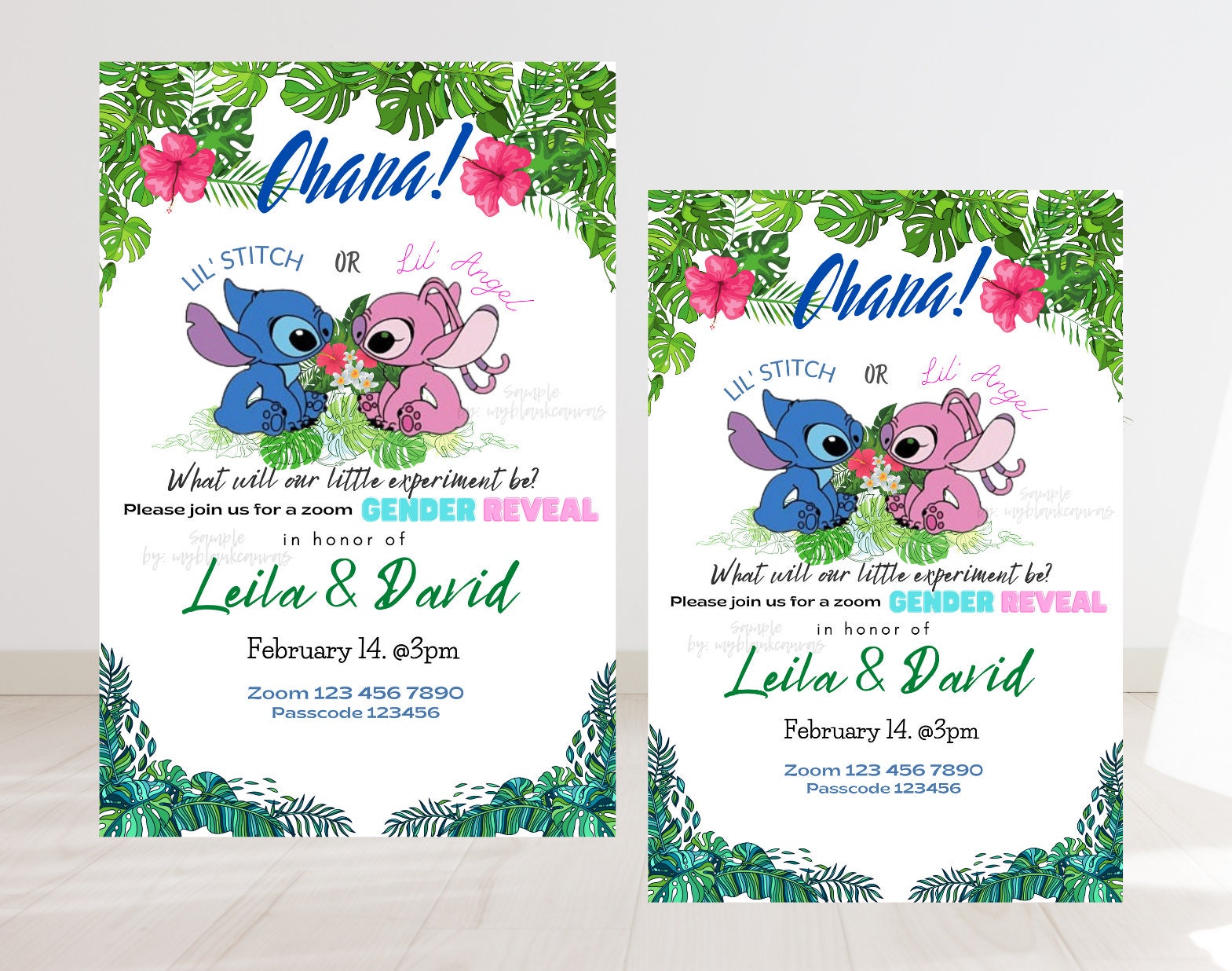 Stitch and Angel Zoom Gender Reveal Etsy