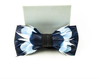 Feather Bow Tie - The Alumni - Navy and Light Blue