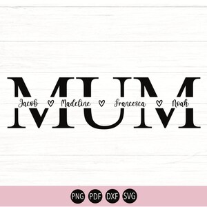 Mamma Svg, Festa della mamma SVG, Madre Svg, Nome diviso mamma Svg, Regali per mamma Taglia file per Cricut, Silhouette