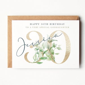 Personalised 30th Birthday Card, Birthday Card For Her, Special Goddaughter Card, Age Card, Floral Card, Daughter, Auntie, sister, Cousin