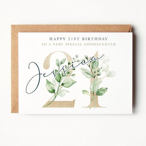 Personalised 21st Birthday Card, Birthday Card For Her, Special Goddaughter Card, Age Card, Floral Card, Daughter, Auntie, sister, Cousin
