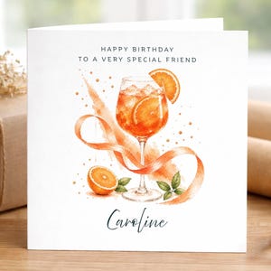 Personalised Aperol Spritz Birthday Card, Cocktail Birthday Card, Aperol Lover Gift, Birthday Card for Her, Personalised Drink Card