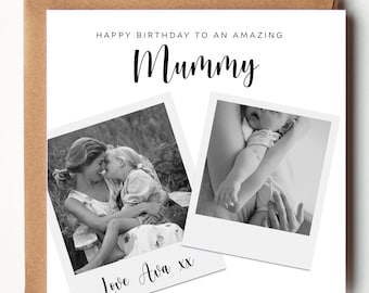 Personalised Photo Birthday Card for Mummy Custom Photo Birthday Card, Upload Two Photos, Birthday Card from Son or Daughter, Mummy Card