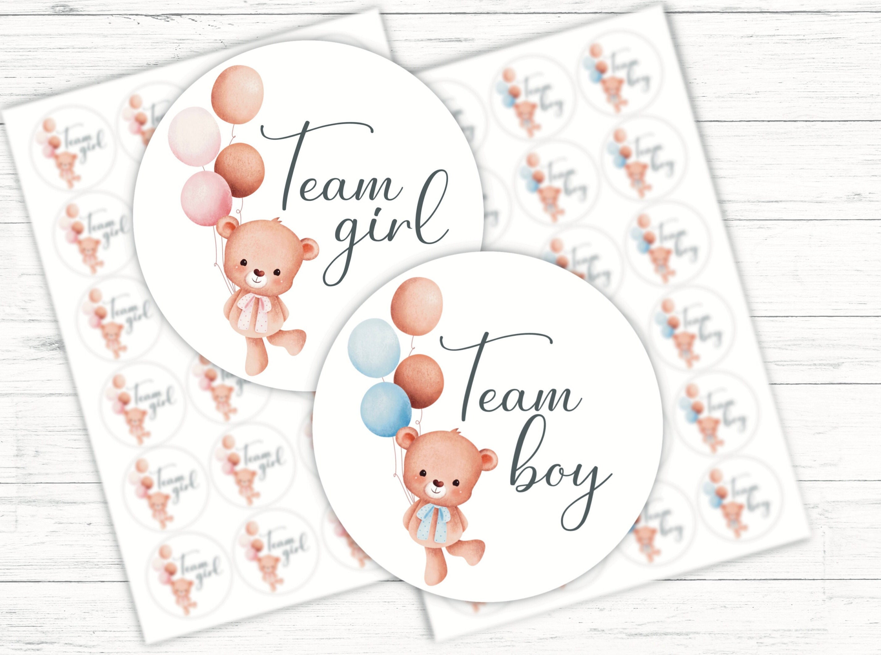 Boy Or Girl Gender Reveal Sweet Cone Stickers Baby Shower Party Pink Blue  Polka