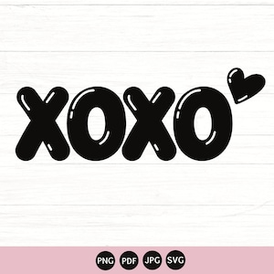 XOXO PNG SVG Pdf, xoxo Svg Png Pdf, t-shirt xoxo Png Svg, xoxo valentine Svg Png, cadeau Saint-Valentin, fichiers coupés xoxo, Cricut, Silhouette