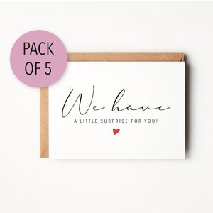 Pack Of 5 A6 Pregnancy Announcement Cards, We Have A Little Surprise For You Card, Pregnancy Announcement Folded A6 Card