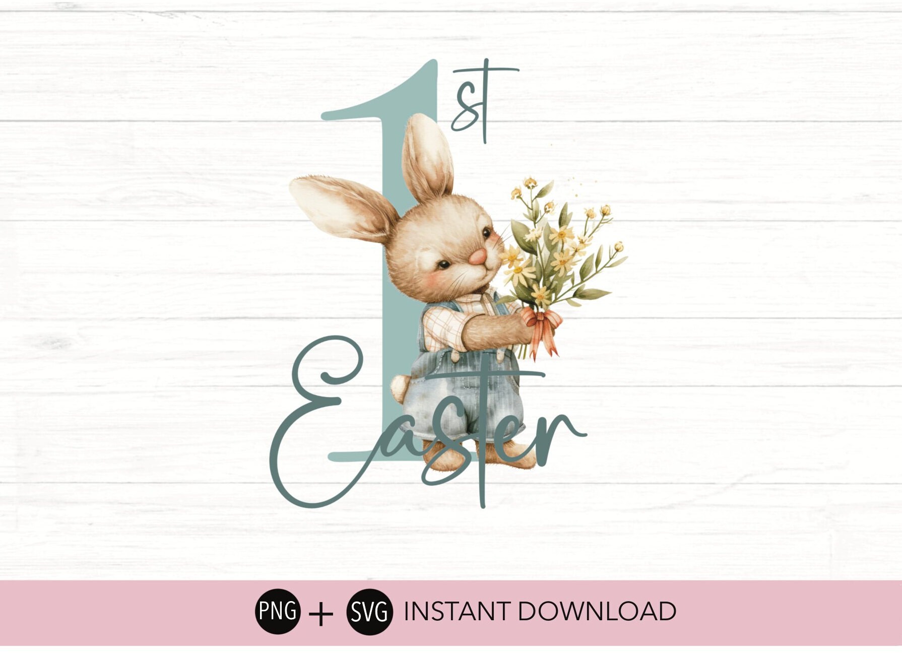 My 1st Easter SVG Clipart, Easter Bunny Svg, Easter Bunny Png, Blue ...