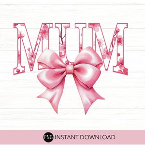 File PNG digitale Mum Floral. Fiocco Coquette rosa color acqua. Clip Art stampabile. DOWNLOAD IMMEDIATO. File per Cricut, Silhouette