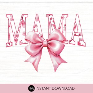 File PNG digitale Mama Floral. Fiocco Coquette rosa acquerello. Clip Art Mama stampabile. DOWNLOAD IMMEDIATO. File per Cricut, Silhouette