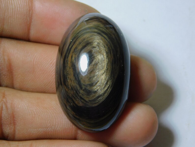 94 Ct 40X25 mm #527 Amazing Fire Sheen Obsidian Cabochon Hand Polish Gemstone Jewelry Fantastic Natural Golden Sheen Obsidian Loose Stone