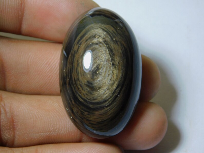 94 Ct 40X25 mm #527 Amazing Fire Sheen Obsidian Cabochon Hand Polish Gemstone Jewelry Fantastic Natural Golden Sheen Obsidian Loose Stone