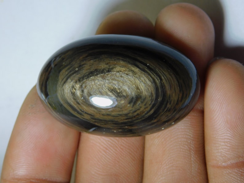 94 Ct 40X25 mm #527 Amazing Fire Sheen Obsidian Cabochon Hand Polish Gemstone Jewelry Fantastic Natural Golden Sheen Obsidian Loose Stone