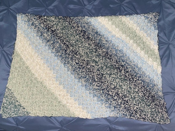 Crochet Blanket - Blues and Aran