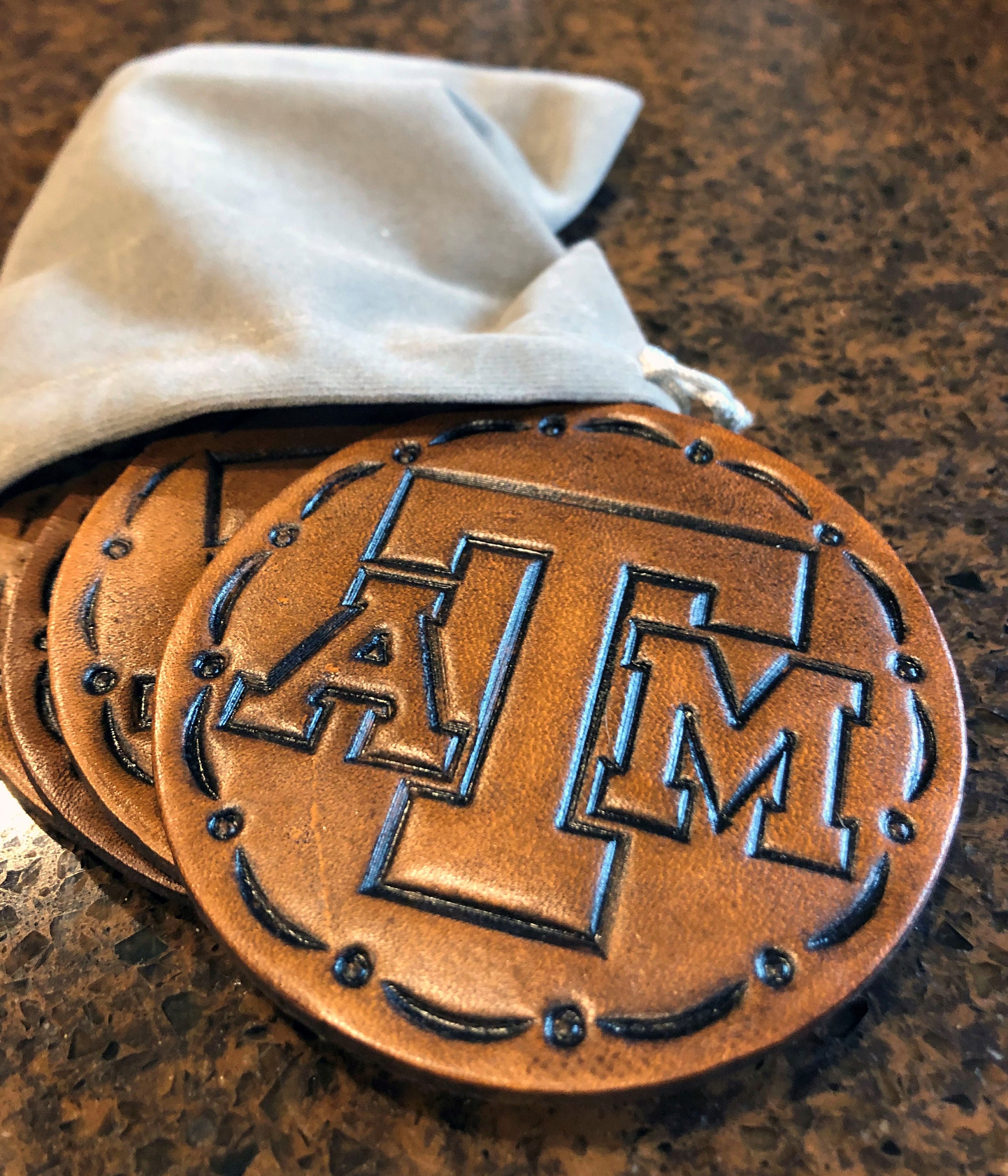 Texas A&M Leather Coaster Set 4 Drink Coasters Great Aggie Etsy