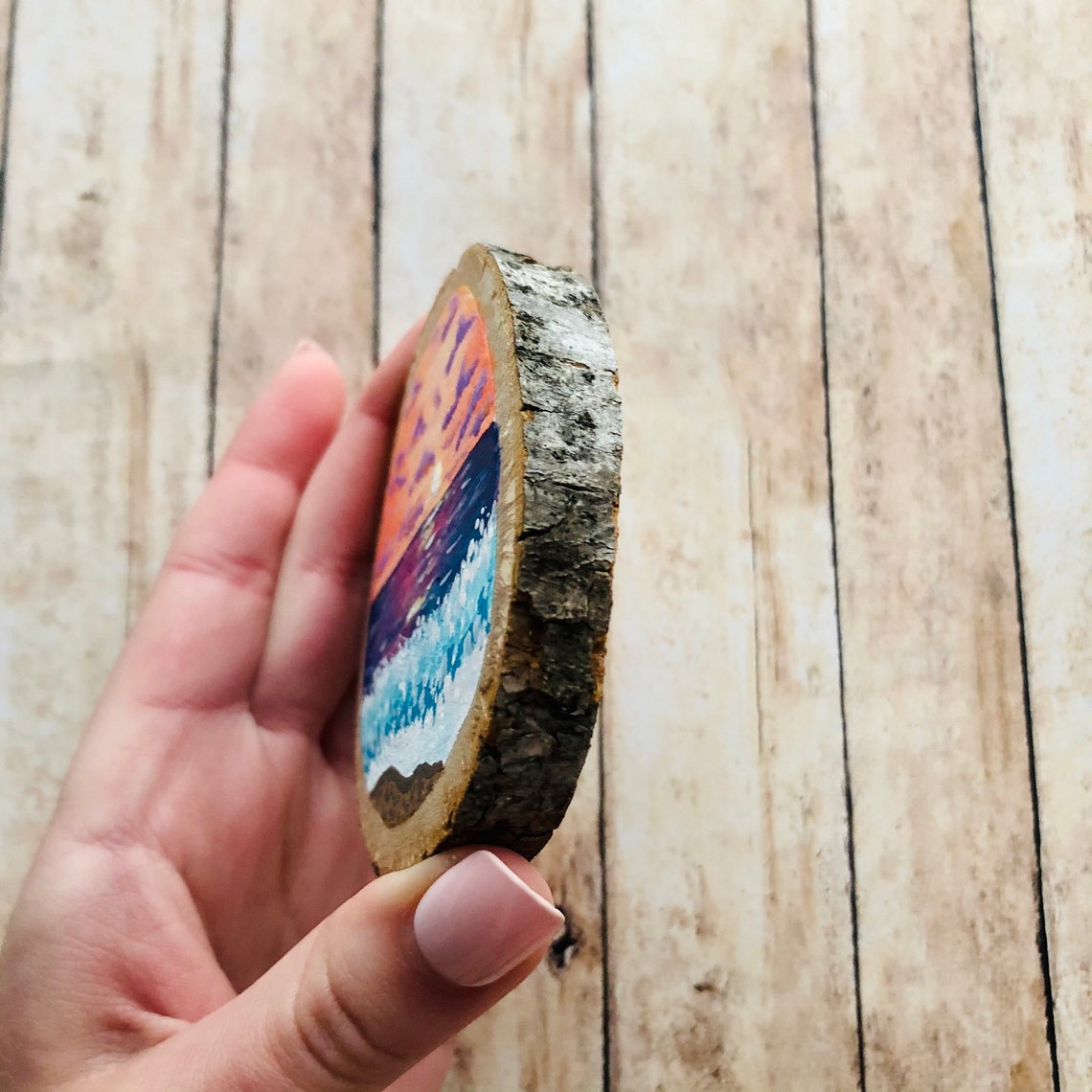 Hand Painted Wood Slice Etsy