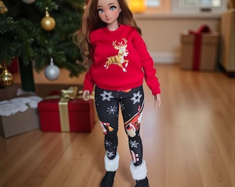Conjunto de suéter y leggings navideños Smart Doll Pear