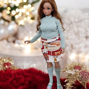 Smart doll pear Christmas set/Christmas skirt socks and blouse/sweater