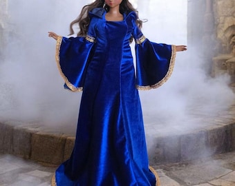 Blue Medieval Hoodie Dress for Pear  Smart Doll / SD BJD