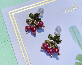 Cranberry  Leather Earrings      Statement Earrings  Leaf Earrings  Leather Leaf Earrings  Gift Idea