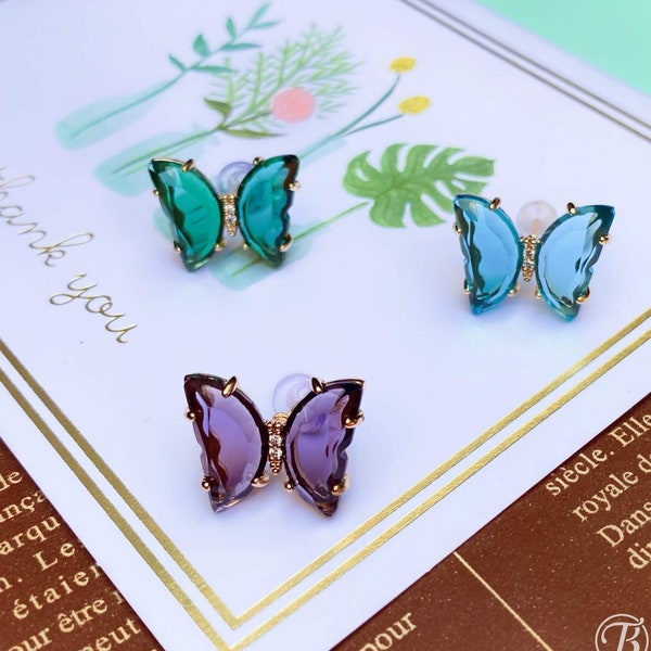 Colorful Butterfly Crystal Earrings • Purple Crystal Earrings • Crystal Jewelry • Birthday Gift • Mothers Day Gift • Gift for Her