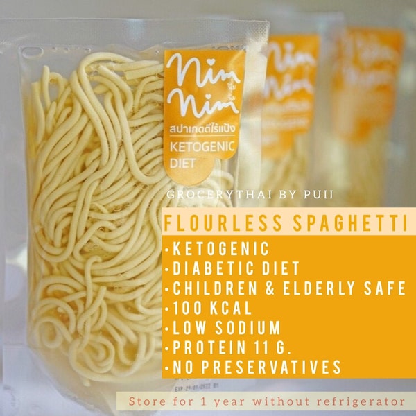 3xKETO Flourless Spaghetti Noodle (Natural100%/No Preservation/Protein11g./Not gluten free)