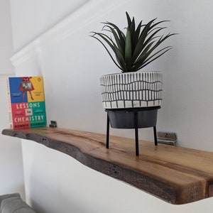Elm Live Edge Radiator Shelf: Rustic Solid Wood Hallway Decor