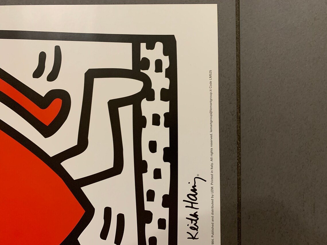 Original Keith Haring Litho running Heart © LEM Etsy Denmark