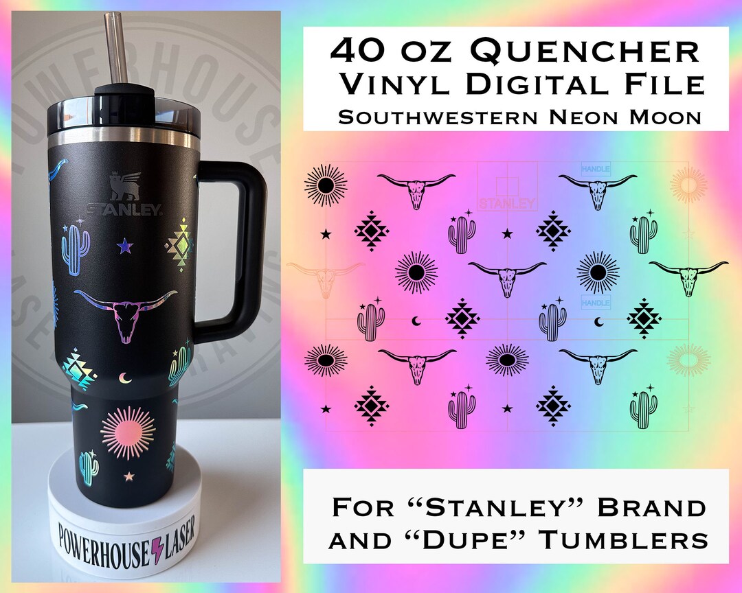 Vinyl Cutting Southwestern Neon Moon Cowgirl 40oz Quencher Tumbler Wrap ...