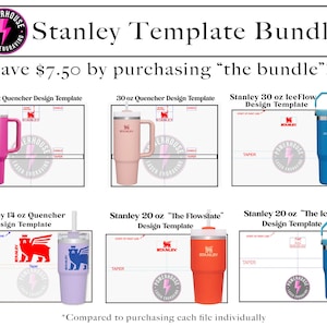 Fichiers numériques Stanley Bundle Tumbler Design modèle pour gravure laser. 6 modèles.  Créez votre propre design enveloppant.  SVG et décoloration.