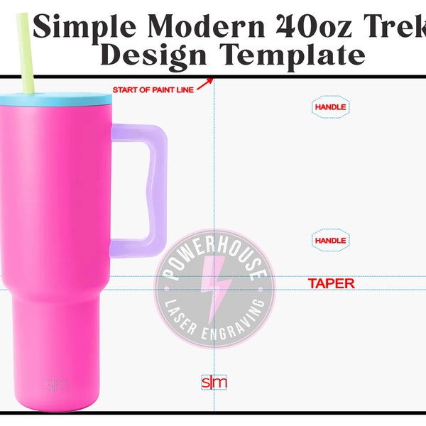 SIMPLE MODERN 40oz Trek Tumbler- Wrap Design Template Digital File for Laser engraving.  Make your own Design.  SVG & Lightburn file.