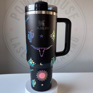 Vinyl Cutting Southwestern Neon Moon Cowgirl 40oz Quencher Tumbler Wrap ...