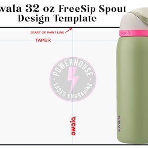 OWALA 32oz FreeSip-tuit Tumbler-Wrap ontwerpsjabloon digitaal bestand voor lasergravure. Maak je eigen ontwerp. SVG- en Lightburn-bestand.