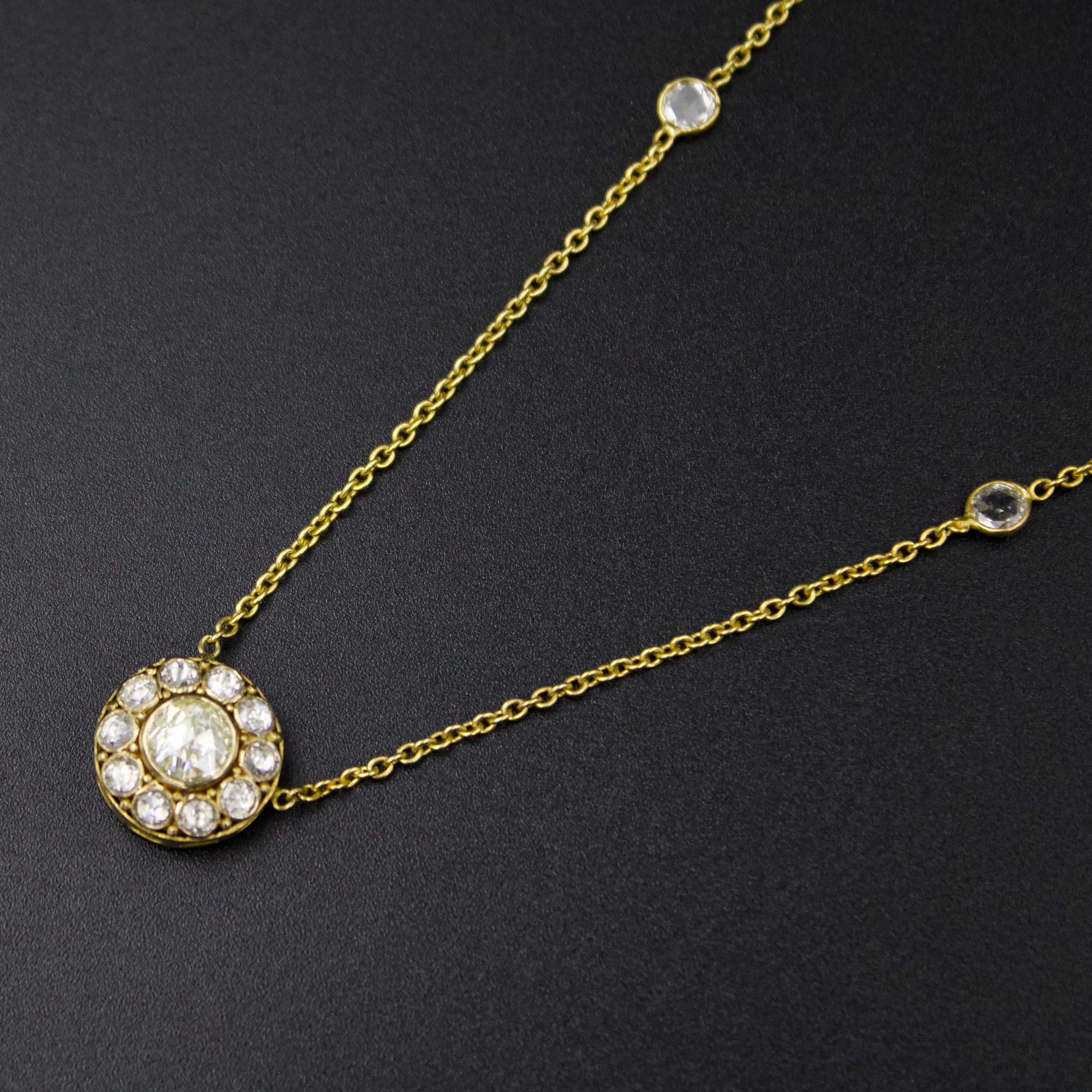 Natural 2.56 TCW Rose Cut Diamond 18k Yellow Brushed Gold Natural 2.56 TCW Rose Cut Diamond 18k Yellow Brushed Gold