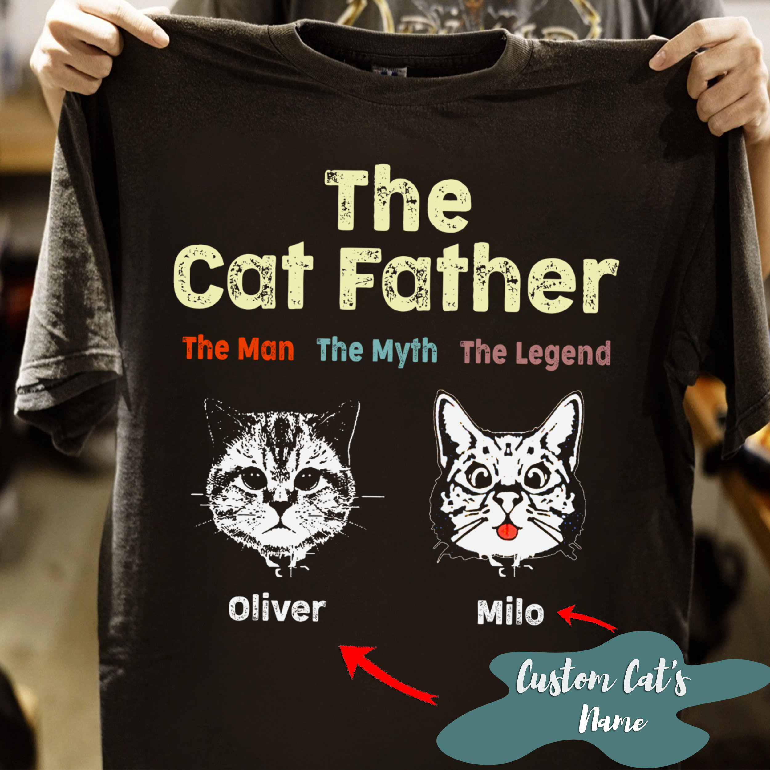 Personalized Cat Dad TShirt The Cat Father Shirt Custom Cat Etsy