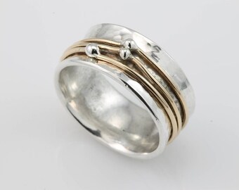 Size 5-8 CASSIECA 3 Pcs Stainless Steel Spinner Ring for Women Mens Fidget Band Cool Rings Moon Star Celtic Stress Relieving Wide Wedding Promise Rings Set
