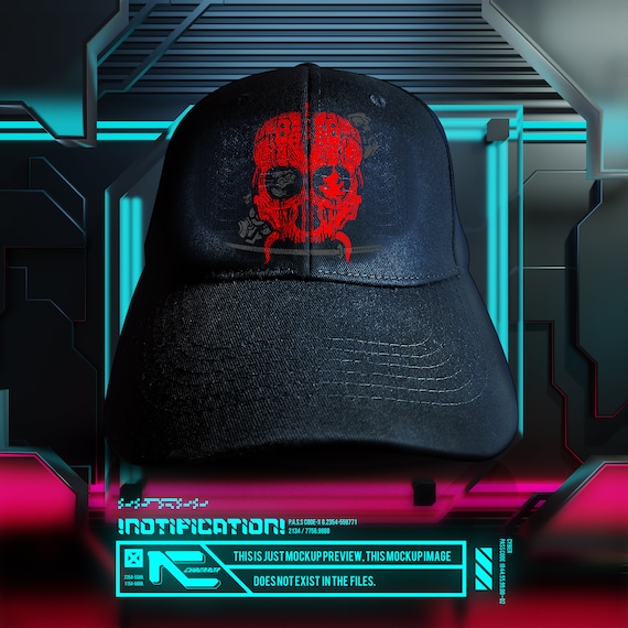 Japanese Cyberpunk Samurai Skull Head With Katana Blade in Manga